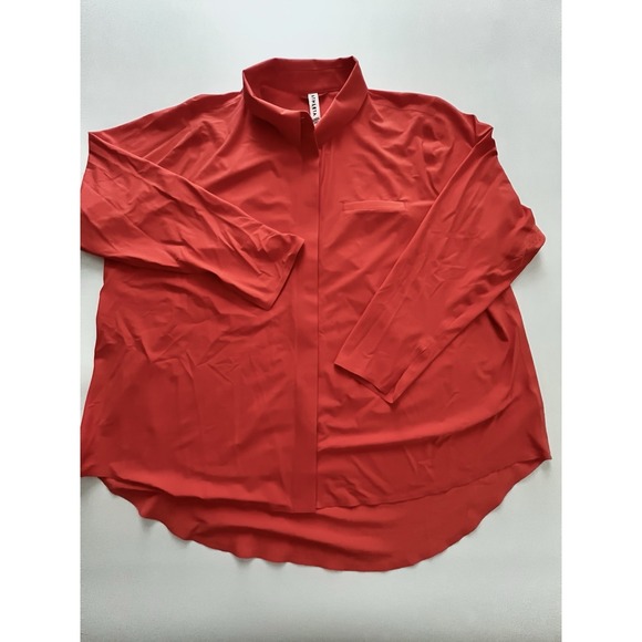 Athleta Tops - Athleta 1X Coral Long Sleeve Tunic Top Hidden Placket Hi Low Travel Stretch